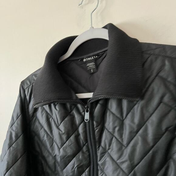 Athleta Jacket Womens Small Black Quilted Mendocino Coat Full Zip Outdoor Winter - Picture 3 of 12